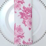 Cerise Rose Garden Toile Napkin